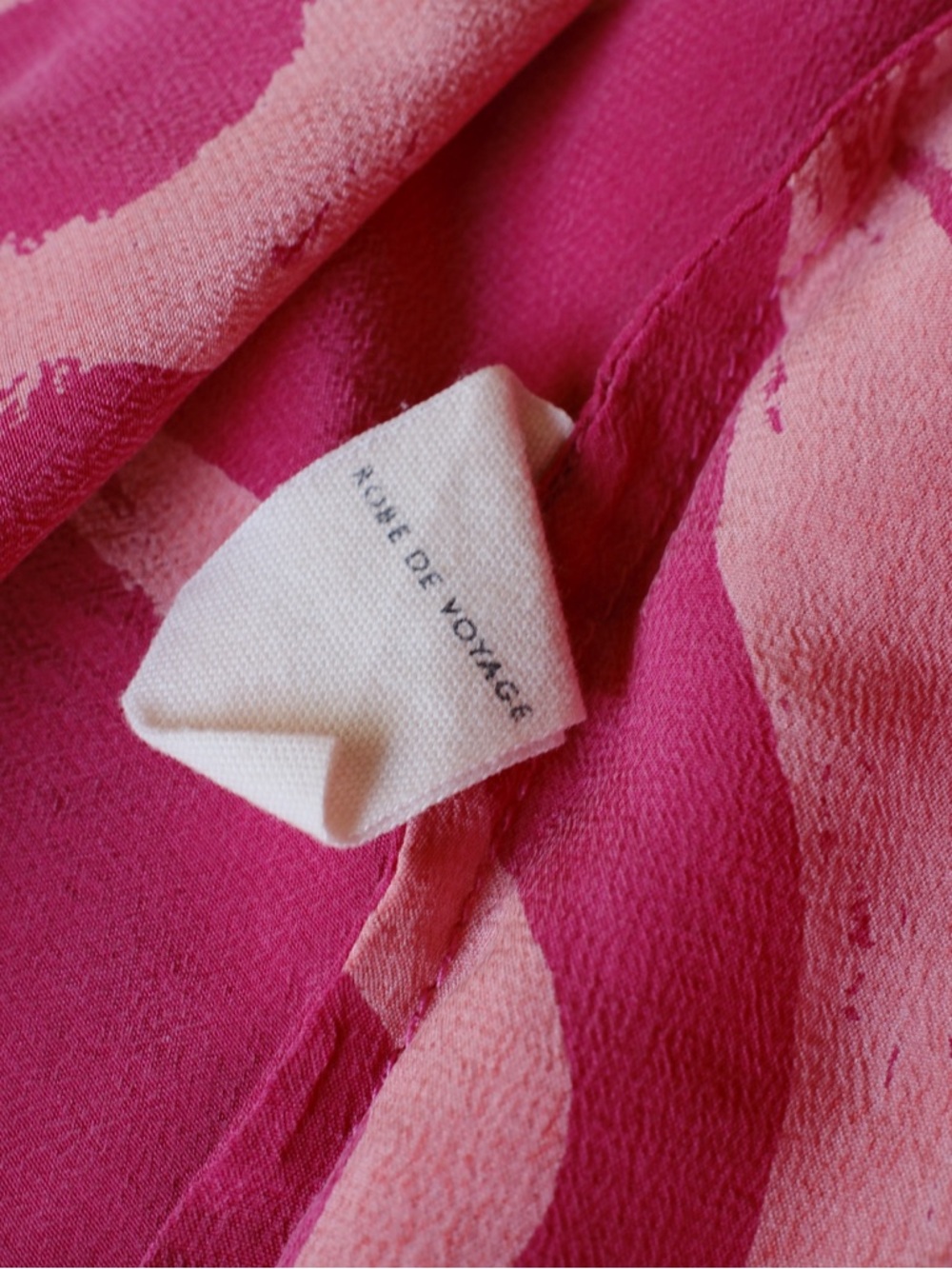 Luxury 100% Silk Ahimsa Robe Kimono Pink Scribble Resort Robe De Voyage NWOT - Picture 7 of 11